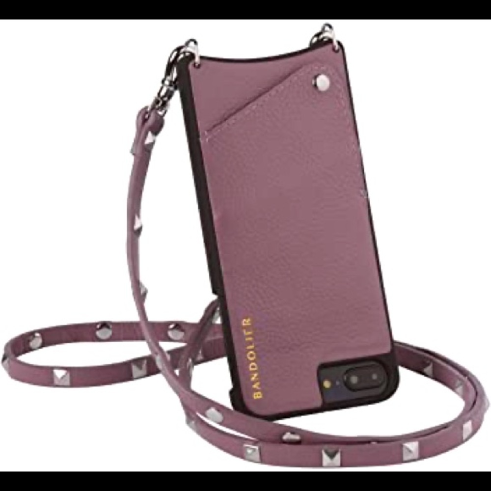 Bandolier Sarah Pebble Leather Crossbody in Iris/Silver for iPhone 6/7/8
